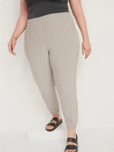 Old Navy Womens XXL Beige High Waisted Twill Jogger Pull On Pants - Picture 1 of 7