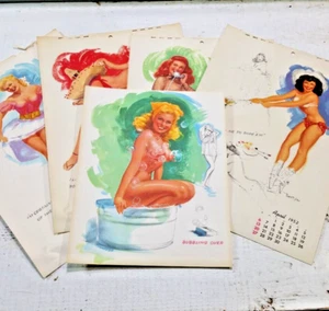 Lot 9 1952 T. N. Thompson Pin-up Kalender Studio Skizzen Original Miss 1 Blanko - Bild 1 von 11