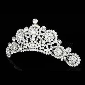 Stunning Bridal Flower Rhinestones Crystal Prom Wedding Tiara Hair Comb 7812 - Picture 1 of 4