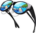 URUMQI Sunglasses Fit Over Glasses for Women, Trendy Round Cat Eye Sun Glasses P