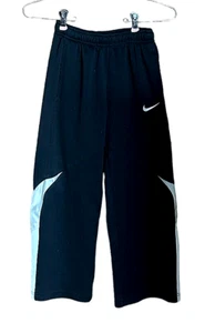 Nike Kids Athletic Basketball Sweat Pants Size Small Black White Ankle Zipper - Picture 1 of 6