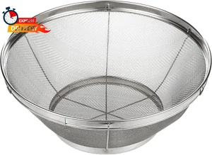Large Fine Mesh Strainer for Kitchen - Metal Stainless Steel Colander for Rice,  - Picture 1 of 12