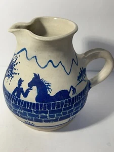 Unique Blue and white pottery pitcher signed "Alpin 1998" - Picture 1 of 8