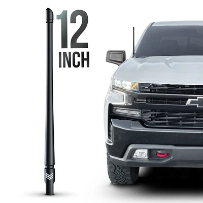 SHORT ANTENNA for CHEVY SILVERADO GMC SIERRA TRUCKS 12 INCH FLEXIBLE ANTI THEFT - Image 1 of 4