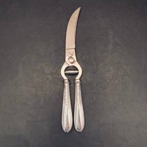 Silver Poultry Shears Stainless Blades Sterling Hollow Handles 9.5" Spring Hinge - Picture 1 of 13