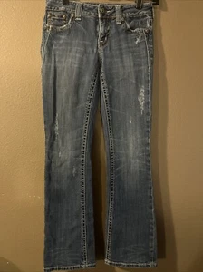 Miss Me JP5005R Boot Denim Blue Jeans Women's Size 27 Embelished Pockets - Picture 1 of 4