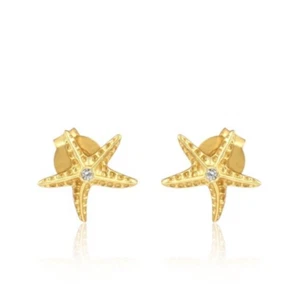 Starfish Sterling Silver CZ Stud Earrings Handmade Ocean Jewelry For Women Gift - Picture 1 of 6