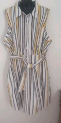 74 NWOT Cato Multicolored Stripe Sleeveless Tie Belt Shirt Dress Sz 26/28W - Image 1 of 4