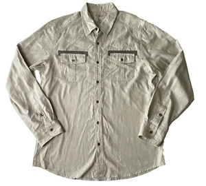 Guess Slim Fit Beige Button Up Dress Shirt Cotton Men Size L - Picture 1 of 6