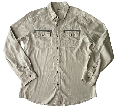 Guess Slim Fit Beige Button Up Dress Shirt Cotton Men Size L - Image 1 of 4