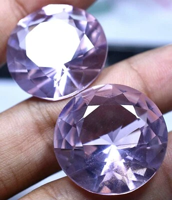 Lab Created Pair Of 131.80 Ct Pink Amethyst GGL Certified Round Cut SPLENDID Gem - Image 1 of 4
