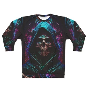 All Over Print Sweatshirt Surfer Sensenmann Halloween Totenkopf Gothic Dark Horror - Bild 1 von 21