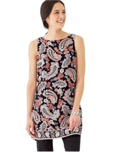 J. Jill Black Paisley Layered Hem Tunic Size Large - Picture 1 of 9