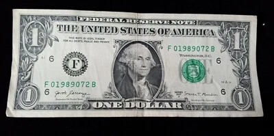 July 2, 1989 Birthday Anniversary Death Note Fancy Serial Number $1 Bill 7/2/89 - Image 1 of 4