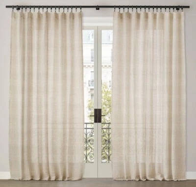Cortina transparente de malla de lino italiano One Restoration Hardware 50x120 arena Foto 1 de 4