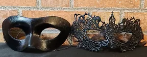 Halloween Kostüm Paare Maskerade Maske schwarz Herren schwarz Spitze Damen - Bild 1 von 4