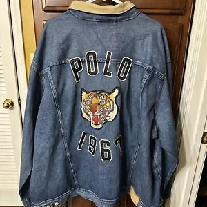 Neu mit Etikett Herren Polo Ralph Lauren Tiger 1967 Denimjacke - groß & groß Größe 3XLT groß - Bild 1 von 4