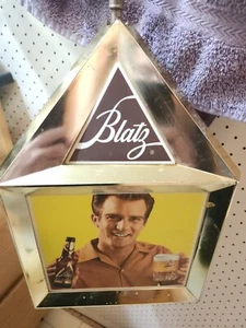 Vintage Blatz Werbung 70er Jahre Bier drehbar hängend beleuchtet Bar Schild SIEHE VIDEO - Bild 1 von 12