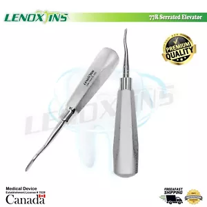 Dental Elevator German Stainless 77R SERRATED ELEVATOR- Curved - Picture 1 of 3