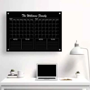 Black Acrylic Wall Calendar Family Wall Planner Monthly & Weekly Calendar - Picture 1 of 7