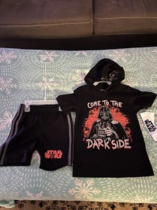 kids Star Wars Darth Vader "come to the dark side" shirt and shorts set Size 5 - Picture 1 of 4