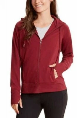 NUEVO CON ETIQUETAS Danskin Mujer Doble Cuello Cremallera Completa Chaqueta con Capucha Borgoña Talla XXL Foto 1 de 2