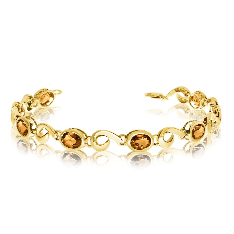 Pulsera citrino ovalada de oro amarillo de 14K de 7" Foto 1 de 1