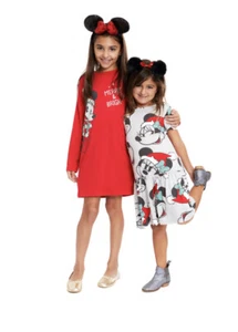 NEW - Girl's 2 pack Christmas Dress by Disney size M(7-8) ~Red/grey/green Minnie - Picture 1 of 11