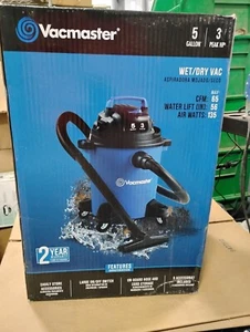 Vacmaster 5-Gallon 3-Peak HP Wet/Dry Vacuum Blue & Black 15.1"Lx14.3"Dx19.05"H - Picture 1 of 2