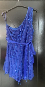 Woman's Electric Blue Sequin Sparkle One Shoulder Shortie Jumpsuit Size 4XL - Picture 1 of 10