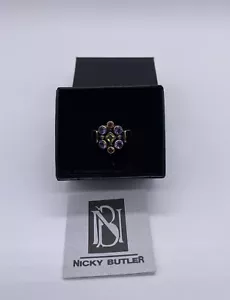 NICKY BUTLER CLUSTER RING Peridot Amethyst Garnet 925 Size 7 Unworn In Box 4.3g - Picture 1 of 17