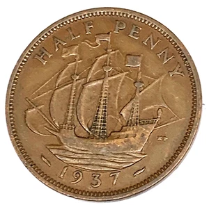# C6830 GREAT BRITAIN COIN, HALF PENNY 1939 - Picture 1 of 2