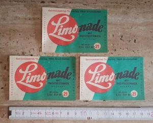 3 x DDR Flaschenetikett Etikett - Limonade 1961 / Thomas Döring / Großräschen - Bild 1 von 2