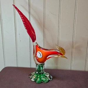 Vintage Murano J.I.C.o. Italy Hand Made Art Glass Road Runner Pheasant Bird 13.5 - Picture 1 of 19