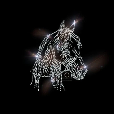 Strass Bügelbild Pferdekopf Halfter Strassmotiv Hotfix Applikationen 230609 - Bild 1 von 2