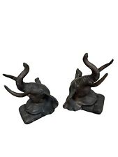 Paar Vintage Bronze Elefantenkopf Buchstützen