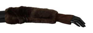 Dolce & Gabbana Brown Elbow Length Finger Less Fur Gloves - Picture 1 of 5