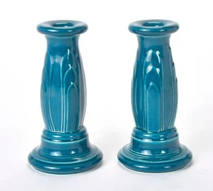Fiestaware Fiesta Millenium Pair of Tapered 6" Tall Candleholder Juniper Y2K - Picture 1 of 3