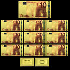 10pcs European Money 10 EURO Gold Plastic Banknotes Memory Bills Art Ornaments