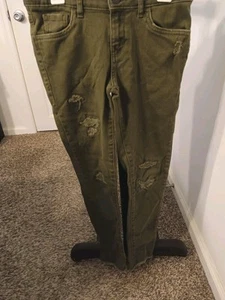 Levi’s 710 Super Skinny Distressed Denim Jeans Girls Size 12 Regular Army Green - Picture 1 of 7