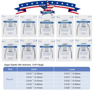 AZDENT Dental Orthodontic Niti Arch Wire Round Nature Form 10pcs/pack - Picture 1 of 32