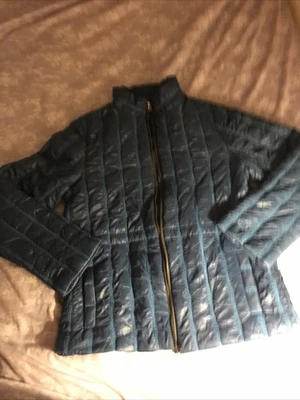 Poseidon Blue Women’s Size S Puffer Jacket By CAbi With Cinchable Waist - Image 1 of 3