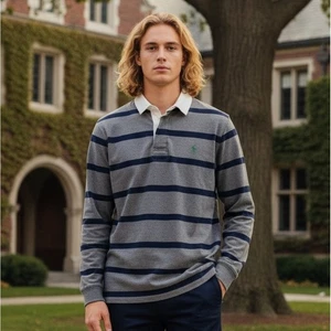 Authentisches Polo Ralph Lauren Herren Rugby Shirt grau marineblau Preppy Heritage XL - Bild 1 von 15