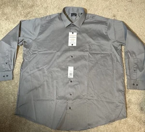 Van Heusen Men's Dress Shirt Stain Shield Big Fit Steel Grey 18.5 34/35 NWT $65 - Picture 1 of 14