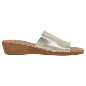 Hush Puppies Womens Coco Slip On Leather Champagne Sandals - Picture 1 of 7