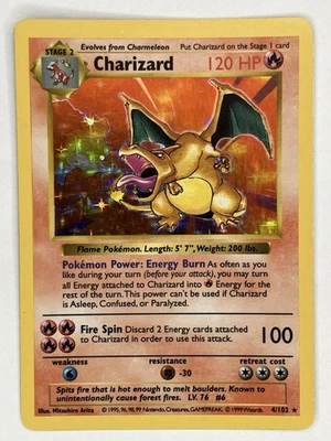 Charizard LP 4/102 Shadowless Base Set Pokemon Holo - Image 1 of 4