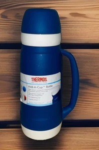 THERMOS 35 Oz Add-A-Cup Insulated Bottle Blue Hot 12 Hrs Cold 24 Hrs NEW - Picture 1 of 2