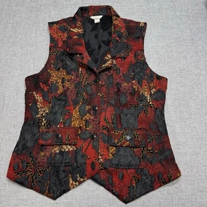 Gobelin Weste Gr. M rot schwarz dunkel Blumen Gothic romantisch Boho Statement künstlerisch - Bild 1 von 8