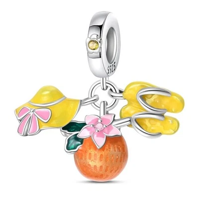 Sombrero Zapatillas Naranja Verano Vacaciones Cuelga Dije Ajuste Pandor Pulsera Collar Foto 1 de 4