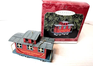 YULETIDE CENTRAL Red Caboose #5 Pressed Tin Hallmark Ornament 1998 Train - Picture 1 of 12